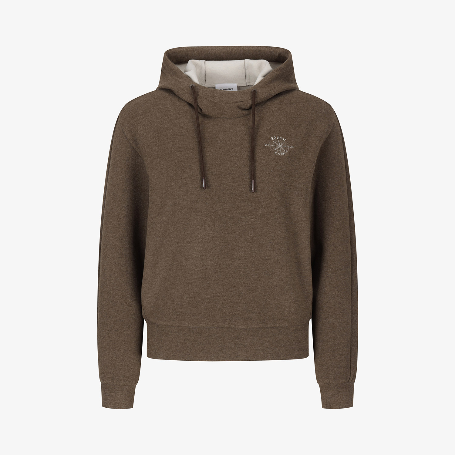 Áo knit golf nữ màu be đậm kiểu hoodie — ảnh 2