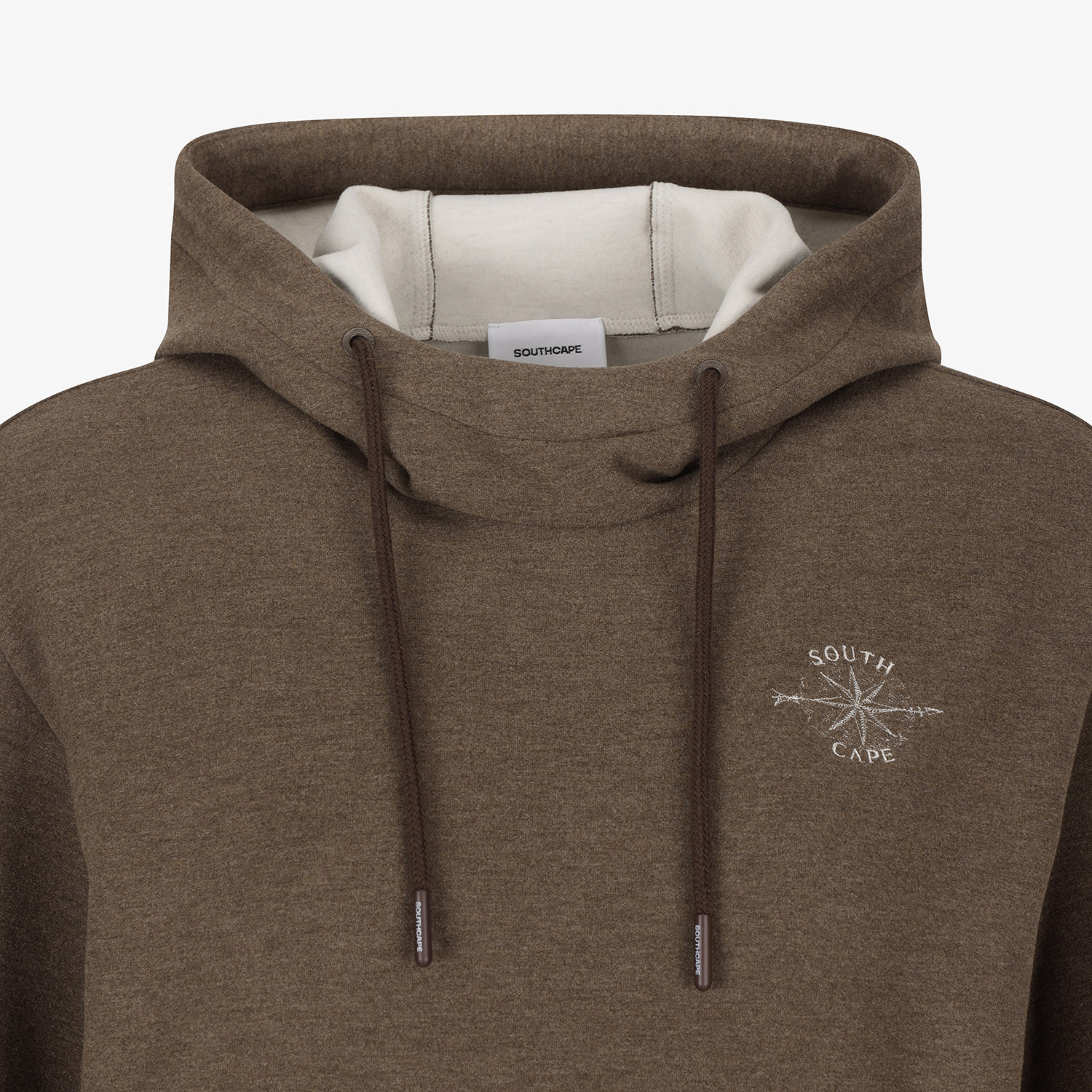Áo knit golf nữ màu be đậm kiểu hoodie — ảnh 4