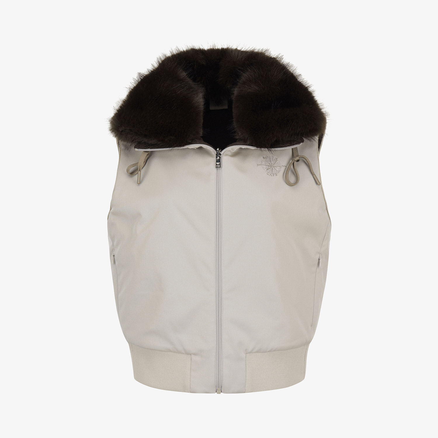 Áo vest golf nữ cổ lông màu sépia — ảnh 2