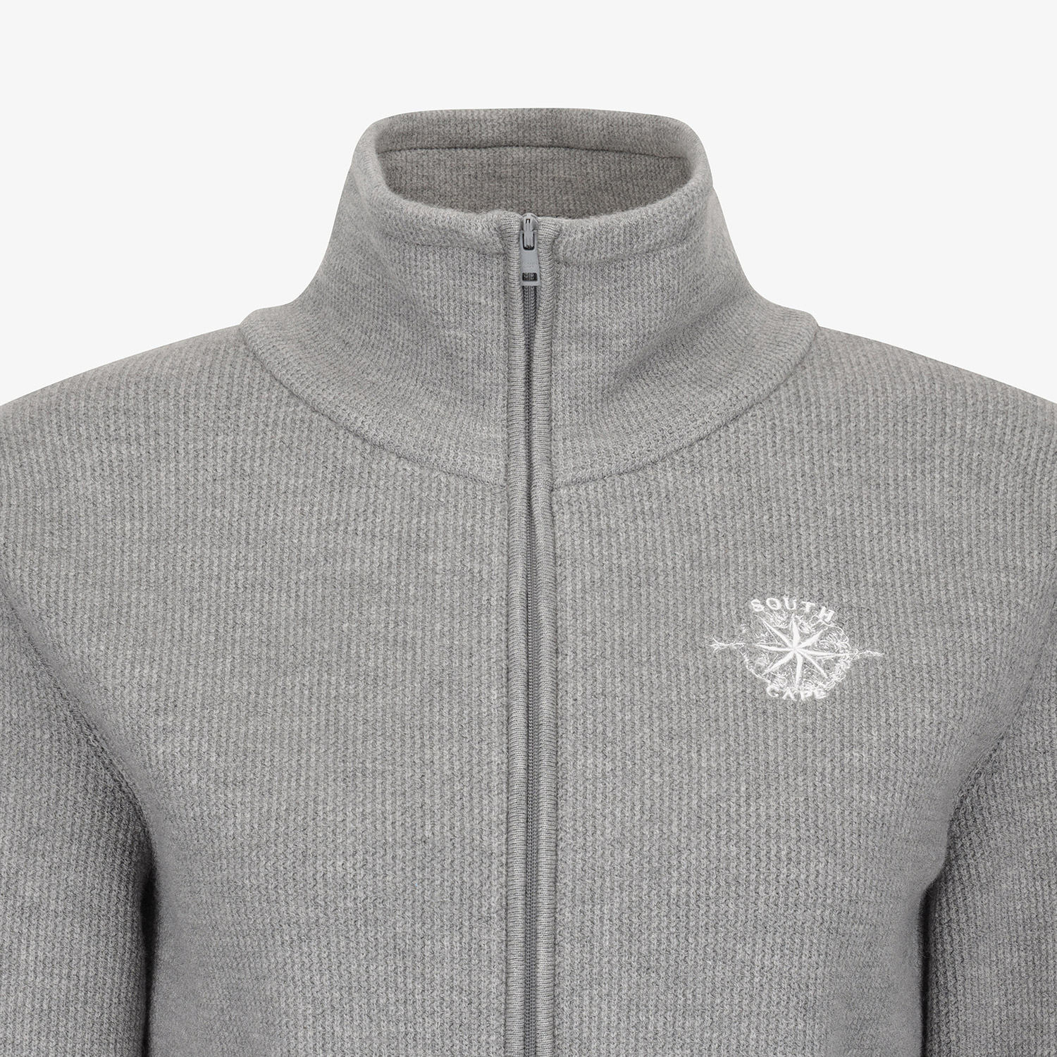 Áo knit golf nữ cổ cao khóa kéo màu xám — ảnh 4