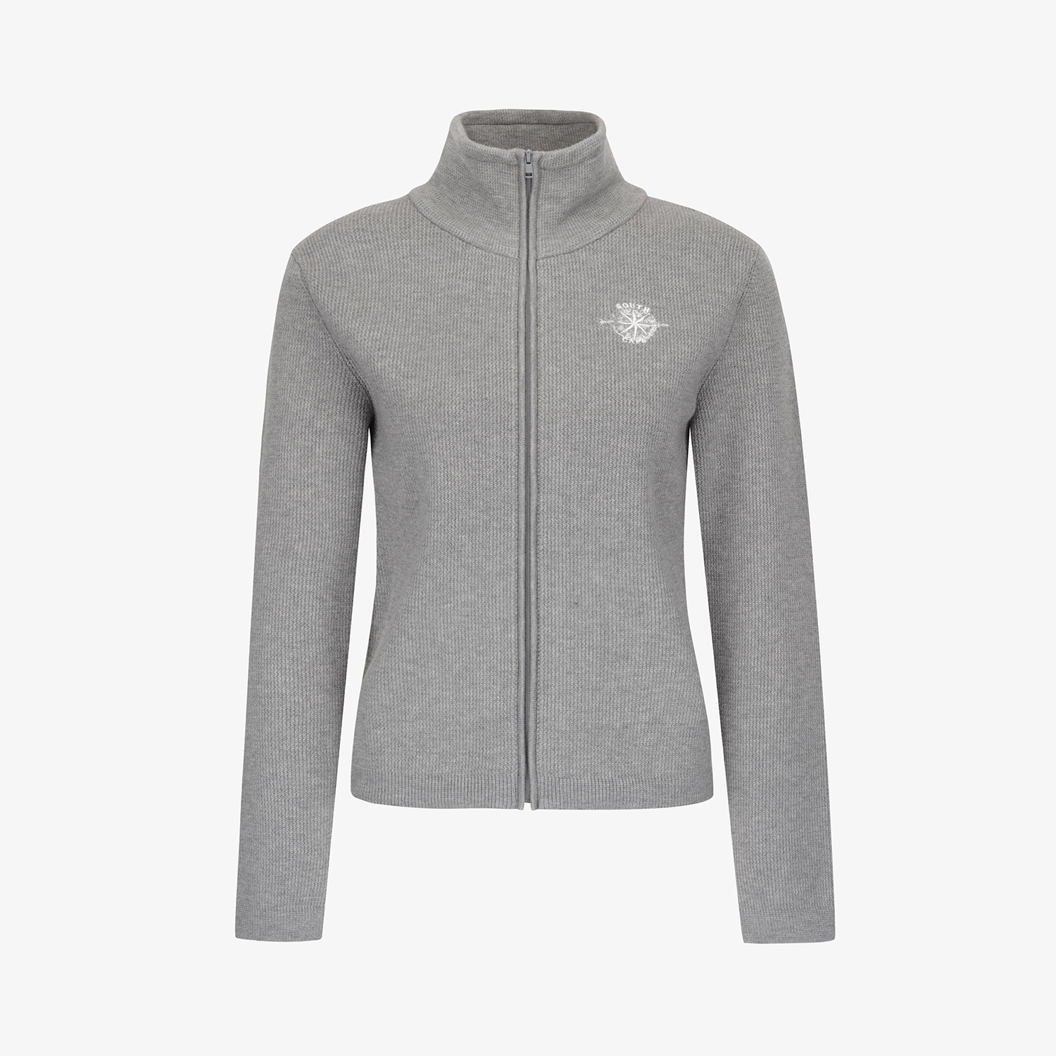 Áo knit golf nữ cổ cao màu xám khóa kéo Southcape