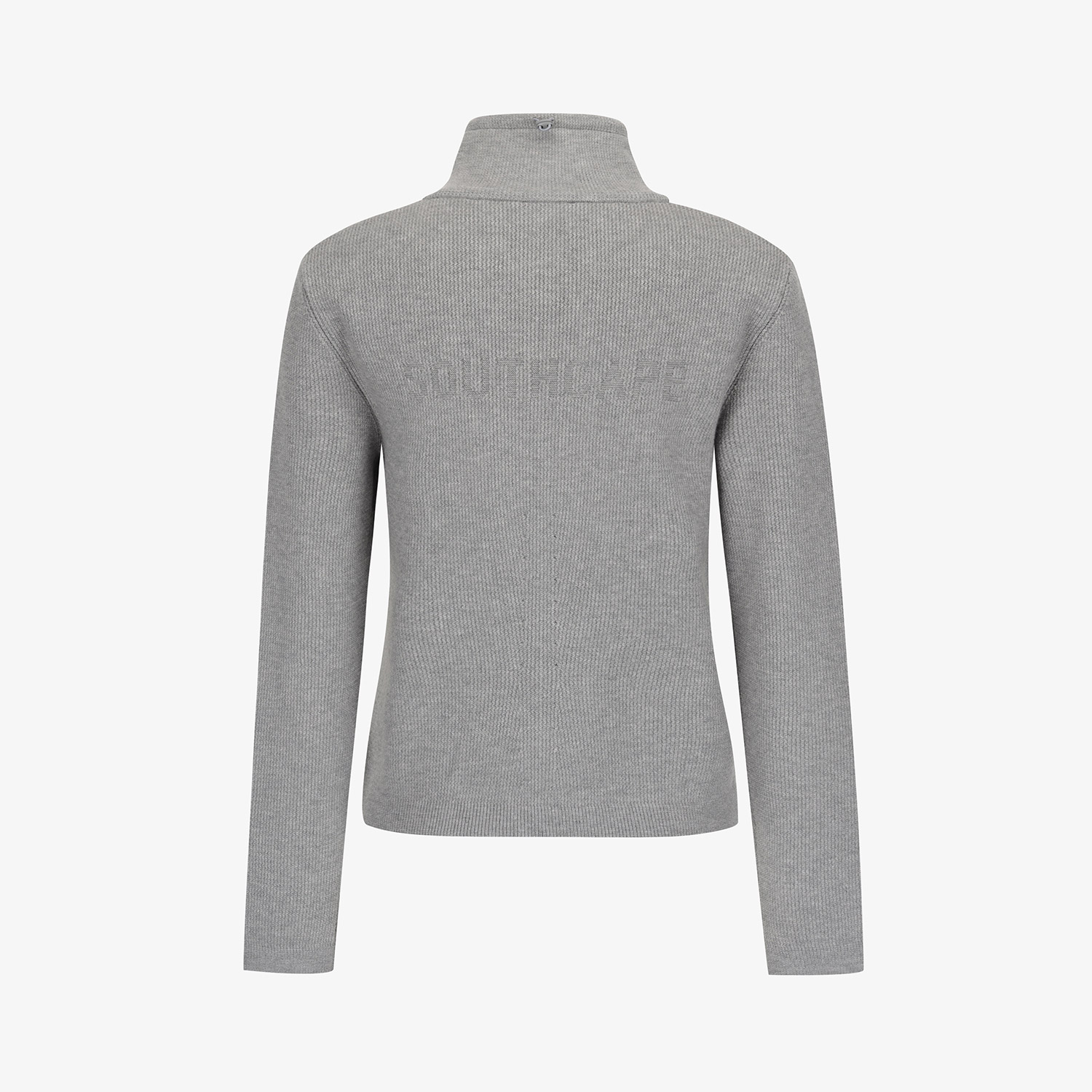 Áo knit golf nữ cổ cao khóa kéo màu xám — ảnh 3