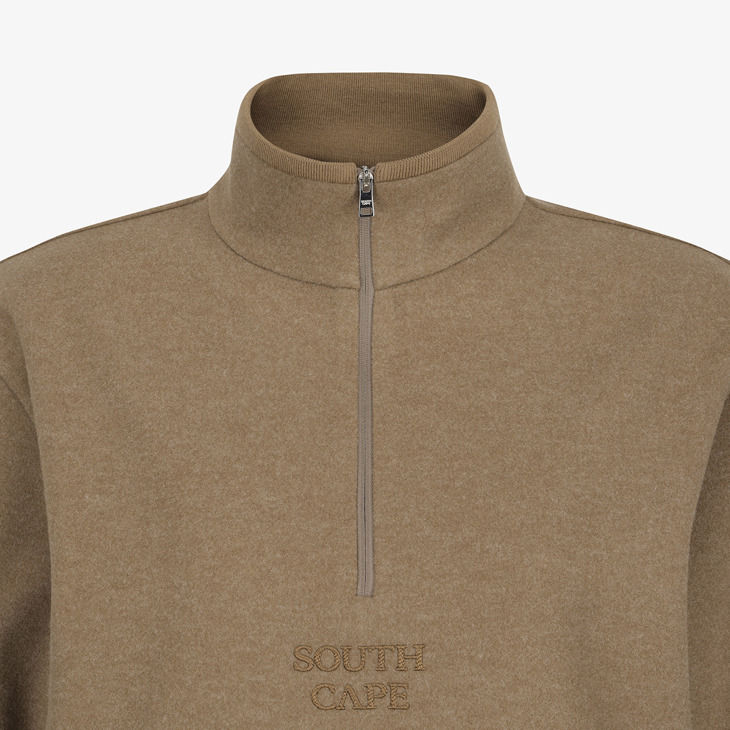 Áo knit golf nữ cổ khóa nâu ấm áp — ảnh 4