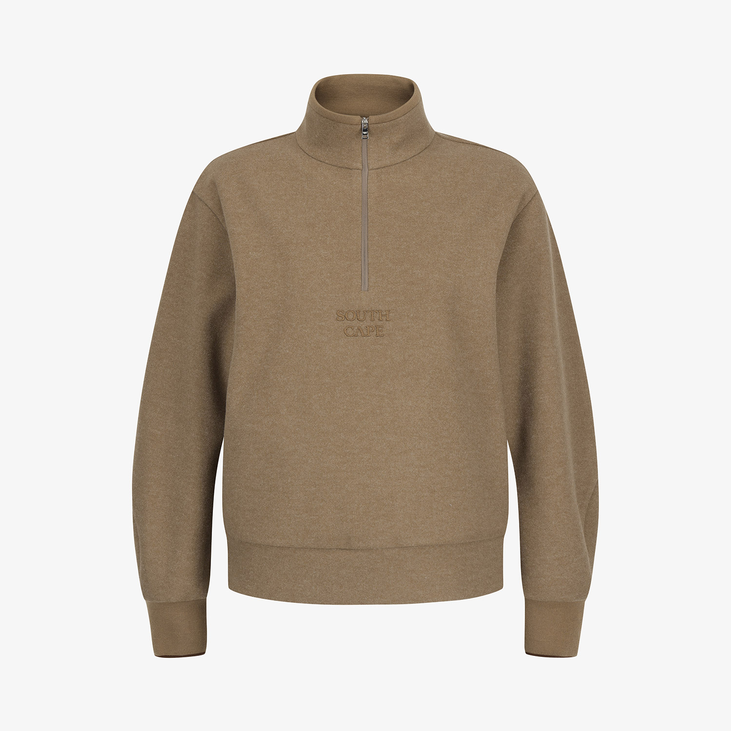 Áo knit golf nữ cổ khóa nâu ấm áp — ảnh 2