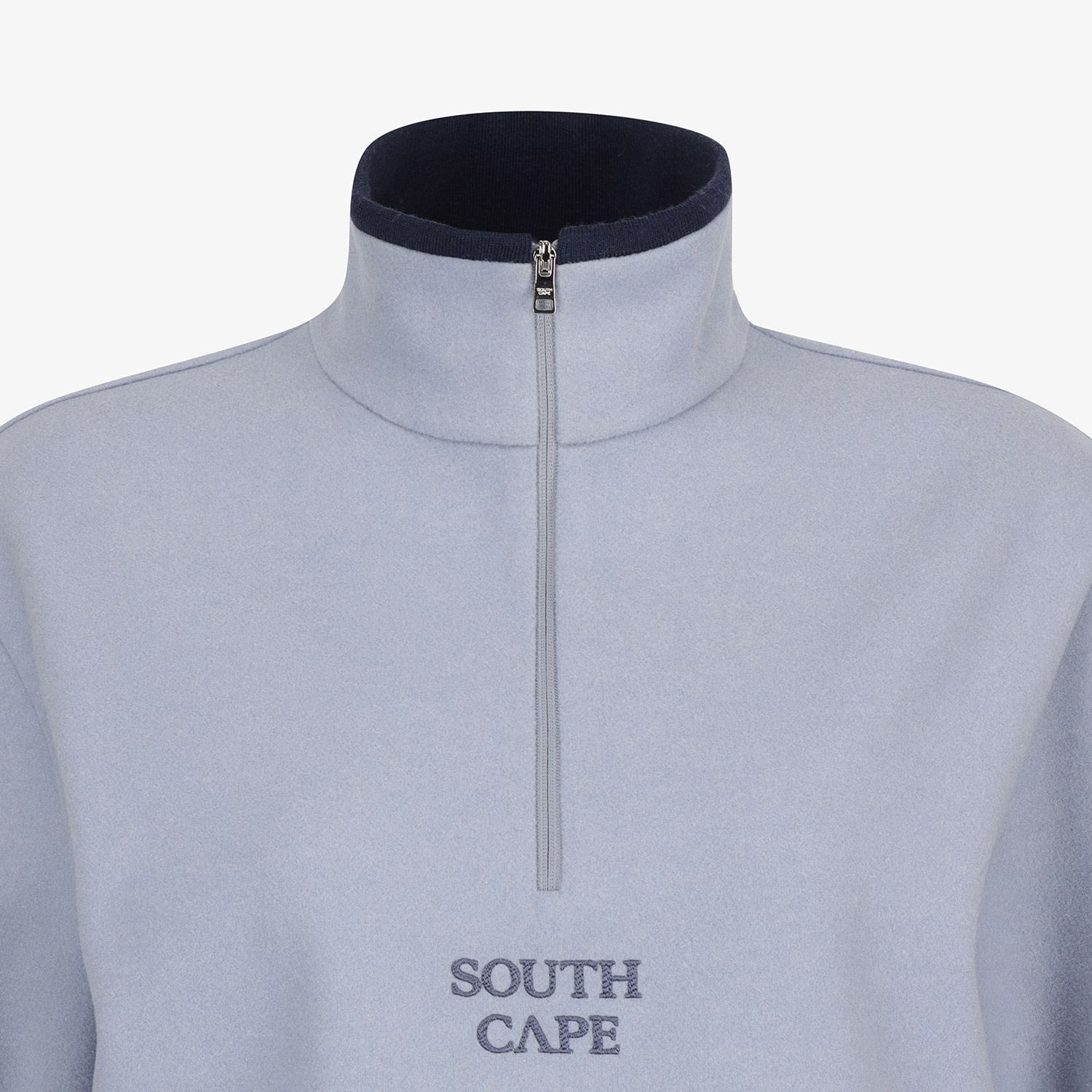 Áo knit golf nữ cổ cao khóa kéo màu xanh dương nhạt — ảnh 4