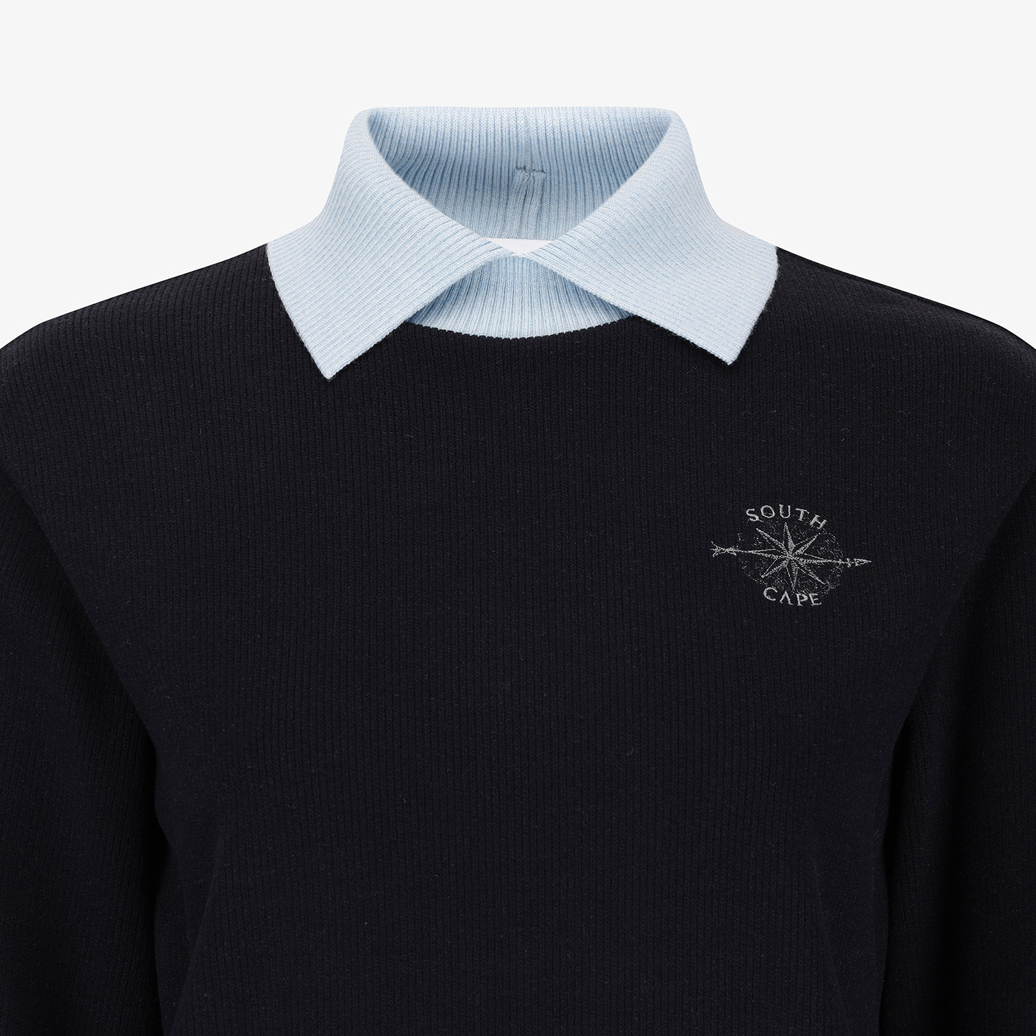 Áo knit golf nữ cổ phối xanh navy đậm — ảnh 4