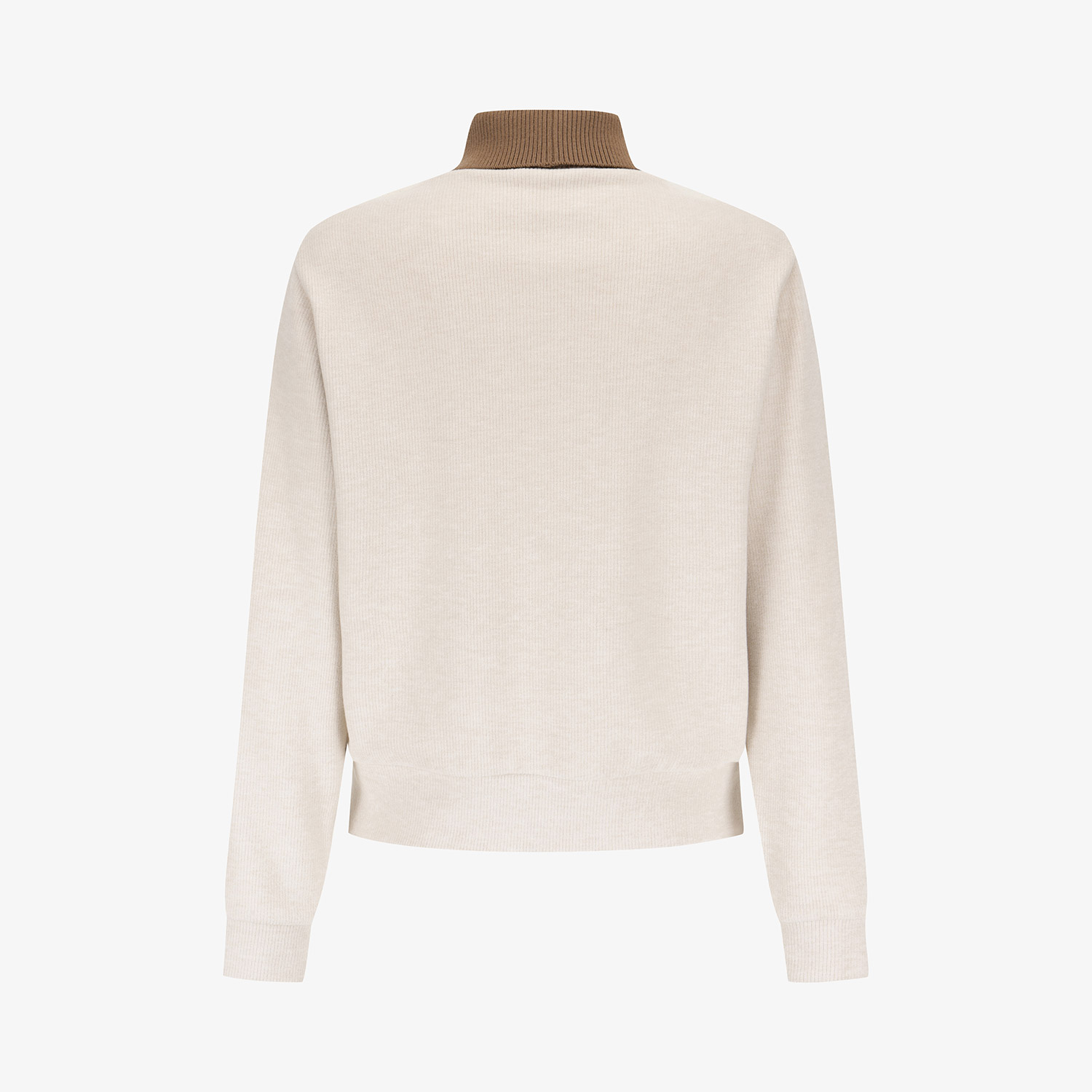 Áo knit golf nữ cổ polo phối màu be nhạt — ảnh 3