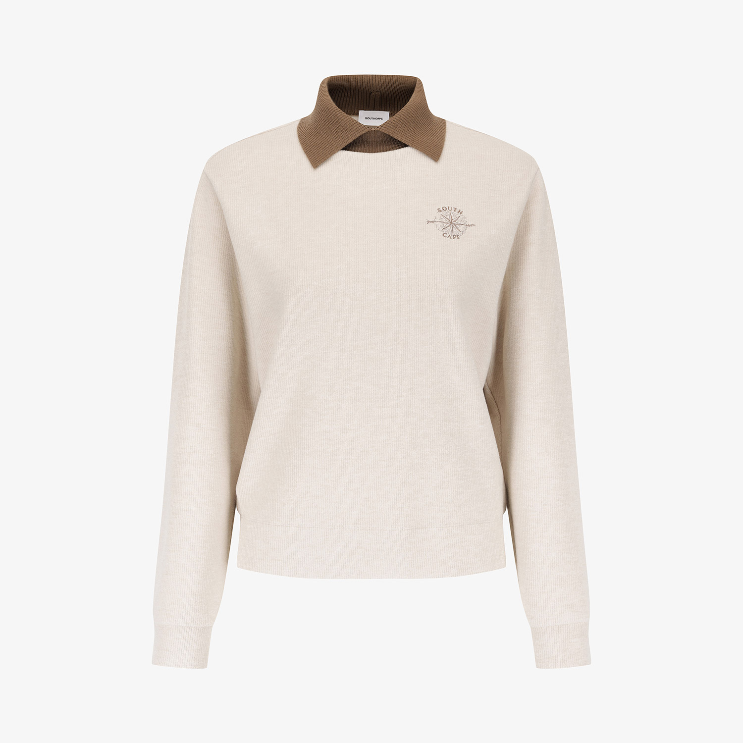 Áo knit golf nữ cổ polo phối màu be nhạt — ảnh 2
