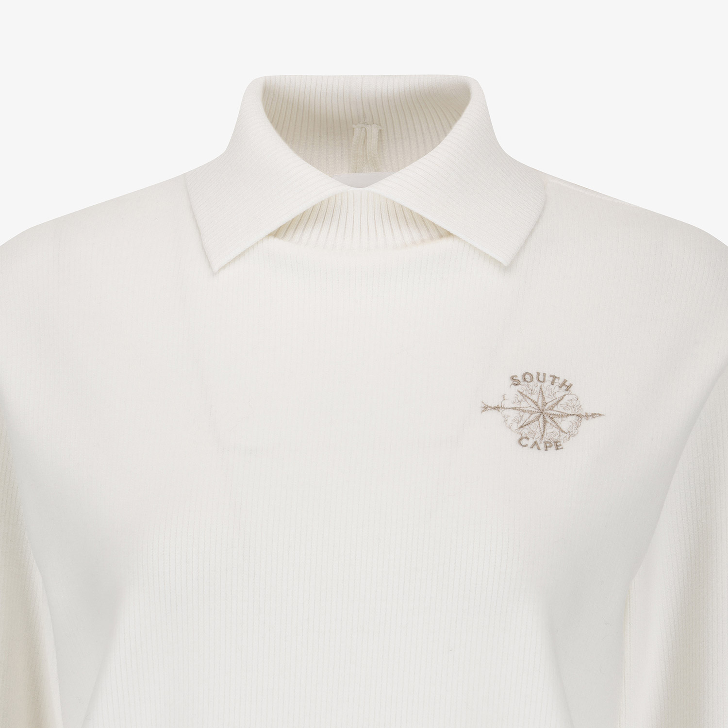 Áo knit golf nữ cổ bẻ màu trắng — ảnh 4