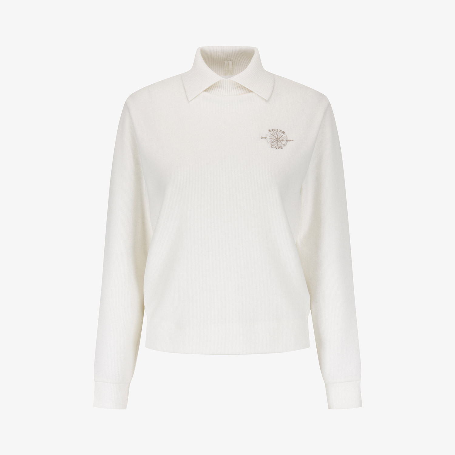 Áo knit golf nữ cổ bẻ màu trắng — ảnh 2
