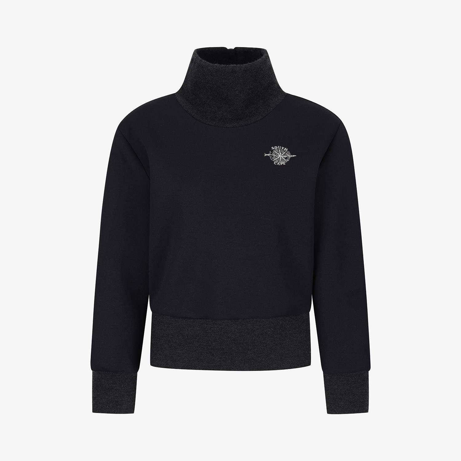 Áo knit golf nữ cổ lọ phối màu đen — ảnh 2