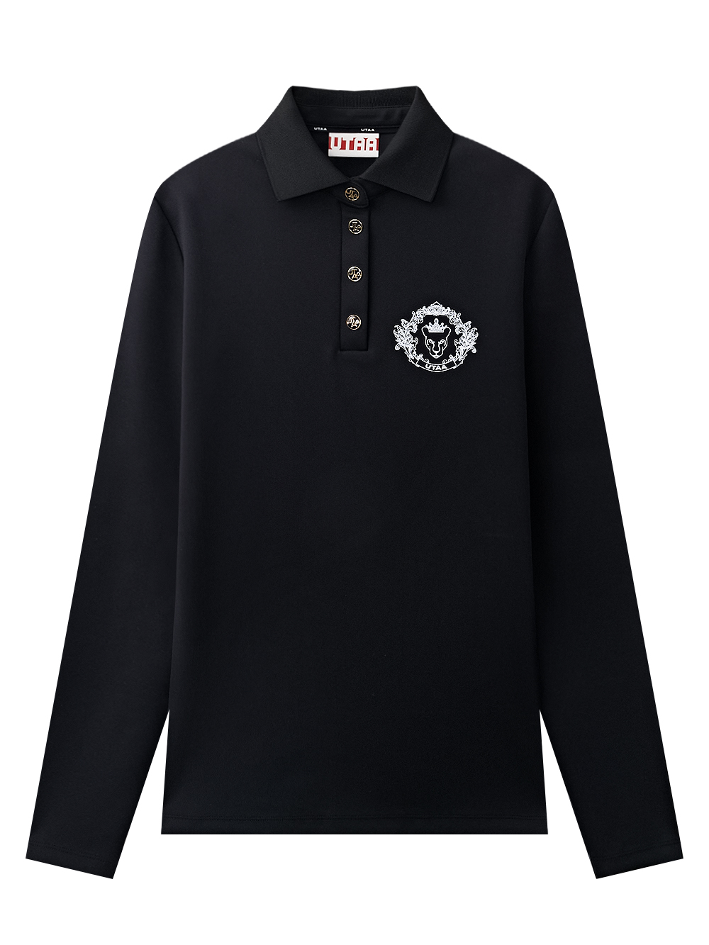 Áo sơ mi golf nữ tay dài màu đen thêu logo UTAA