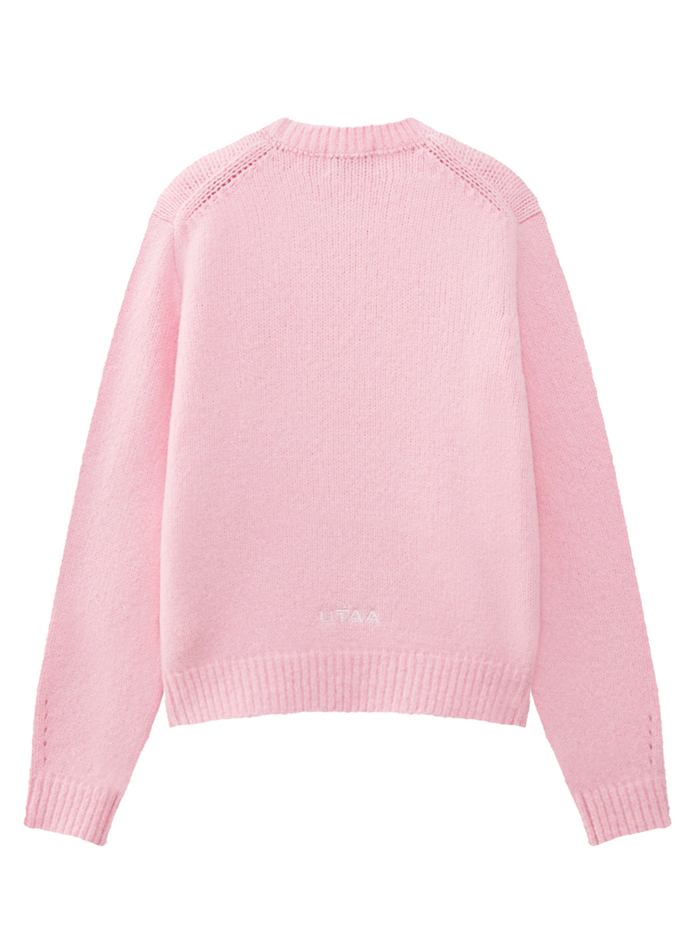 Áo knit golf nữ cổ tròn họa tiết mặt báo màu hồng nhạt — ảnh 2