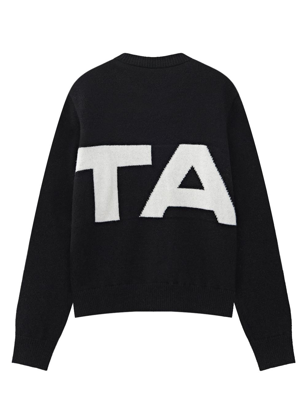 Áo knit golf nữ dáng suông màu đen họa tiết logo trắng — ảnh 2