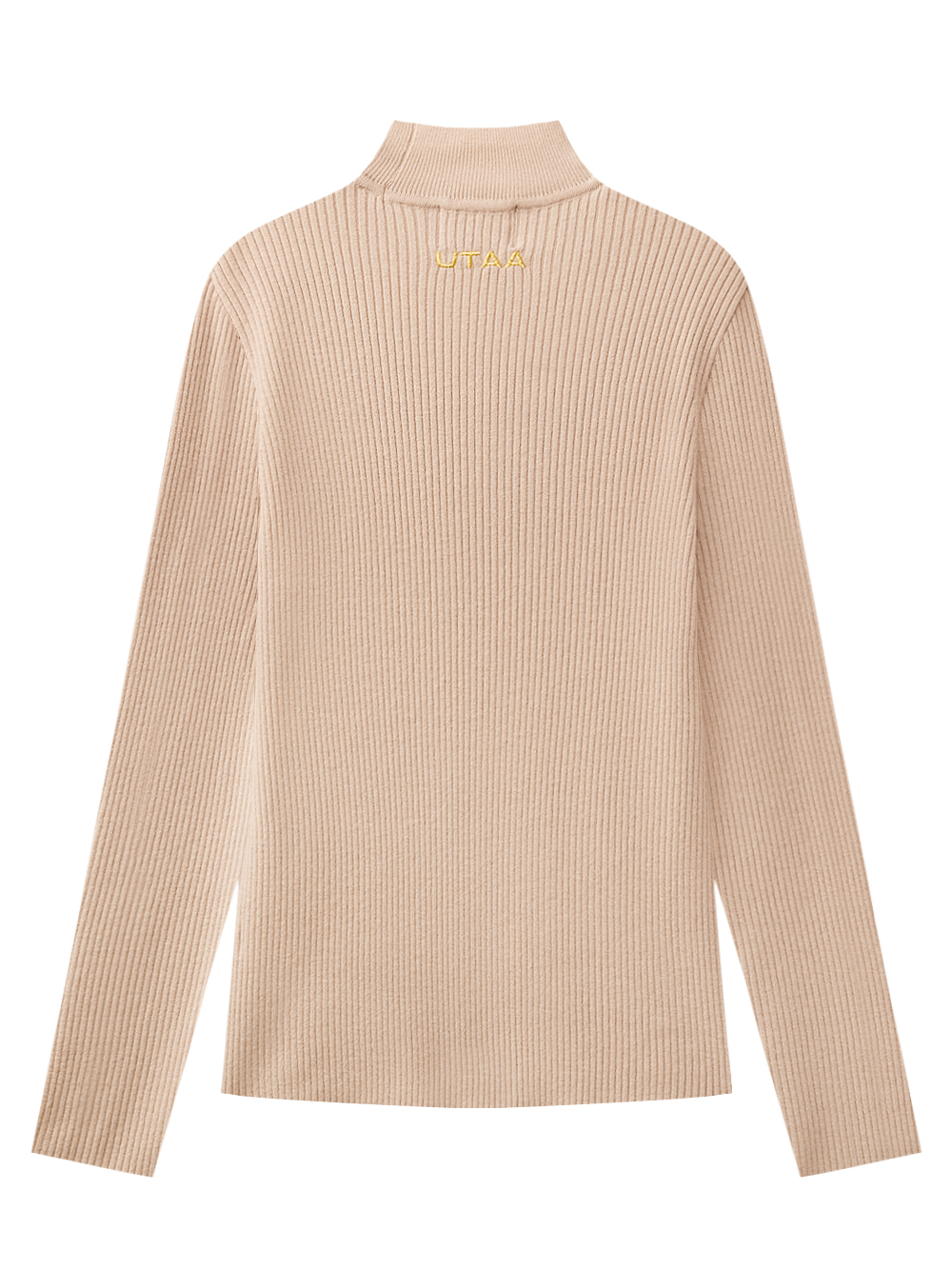 Áo knit golf nữ cổ chữ đứng màu be — ảnh 2