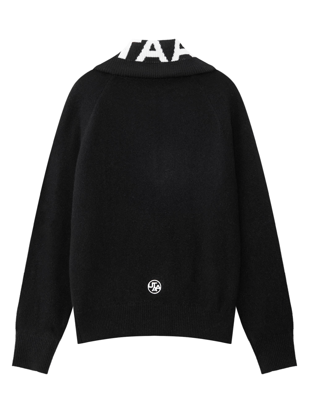 Áo knit golf nữ cổ cao khóa kéo màu đen — ảnh 2