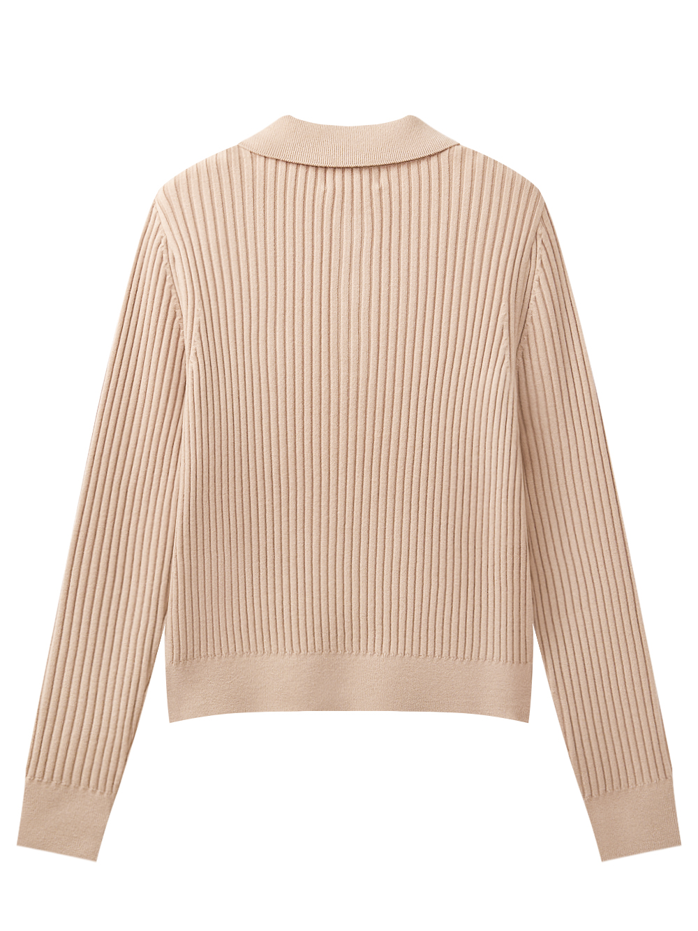 Áo knit golf nữ cổ polo tay dài màu be — ảnh 2