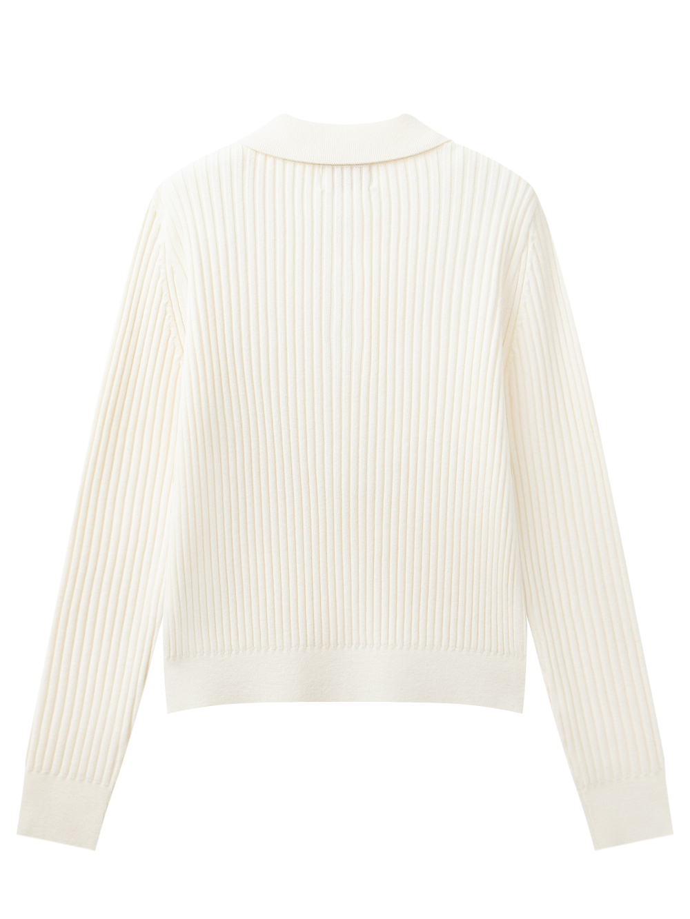 Áo knit golf nữ cổ bẻ cài nút màu ngà — ảnh 2