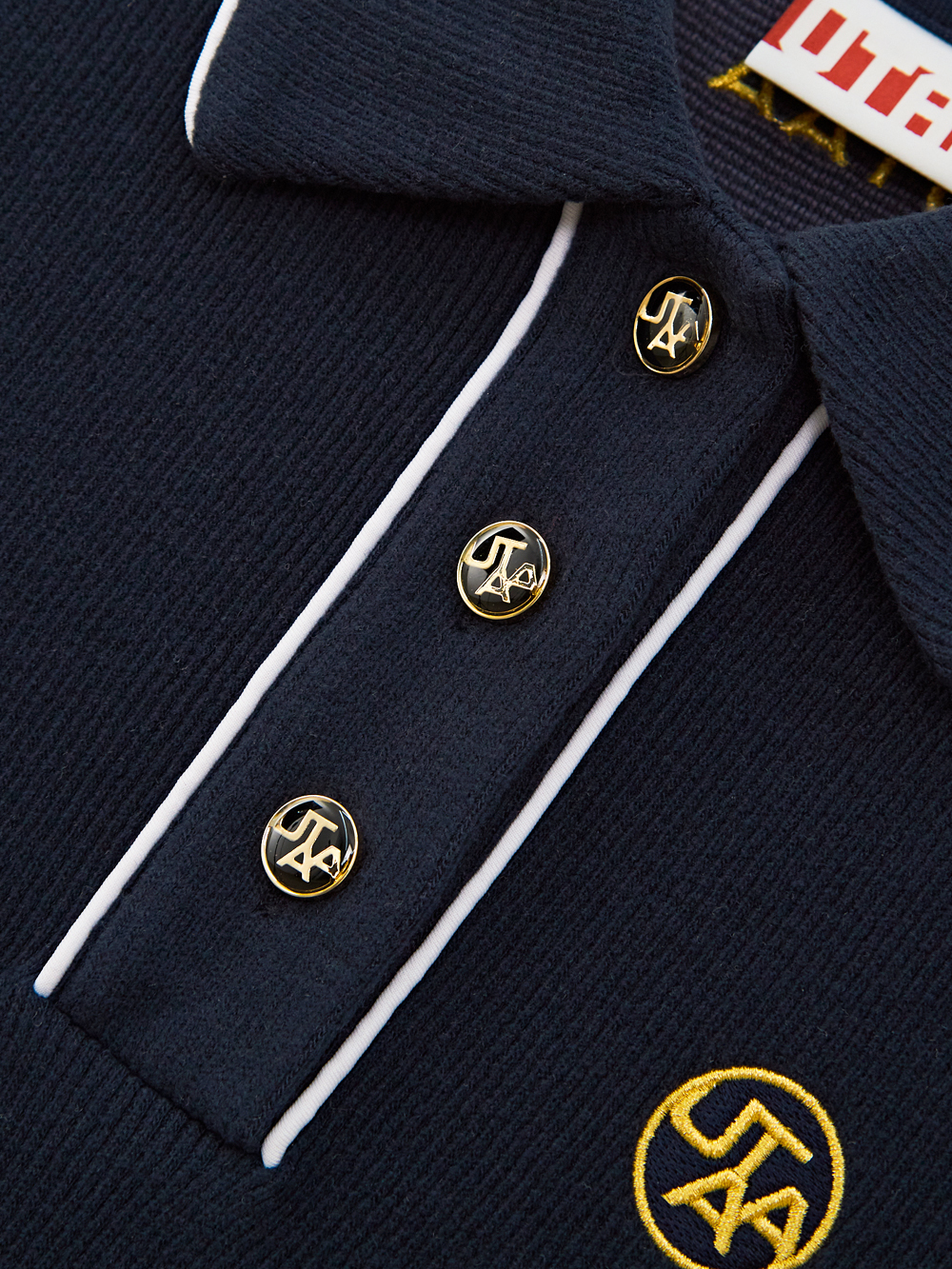 Áo sơ mi golf nữ cổ bẻ phối viền trắng xanh navy — ảnh 3