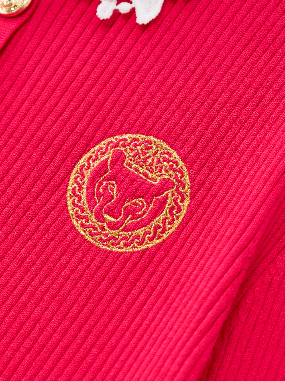 Áo knit golf nữ cổ ren hoa màu hồng đậm — ảnh 4