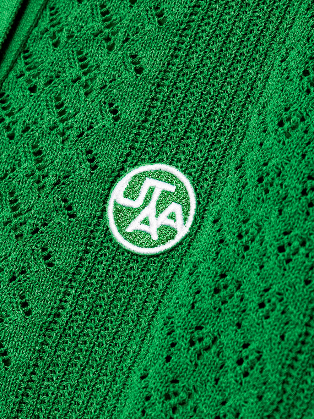 Áo knit golf nữ cổ sailor phối ren màu xanh lá — ảnh 4