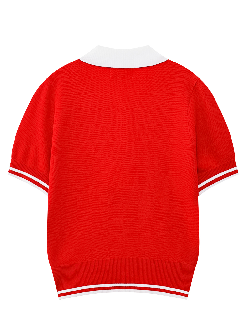 Áo knit golf nữ cổ bẻ tay ngắn phối trắng đỏ — ảnh 2