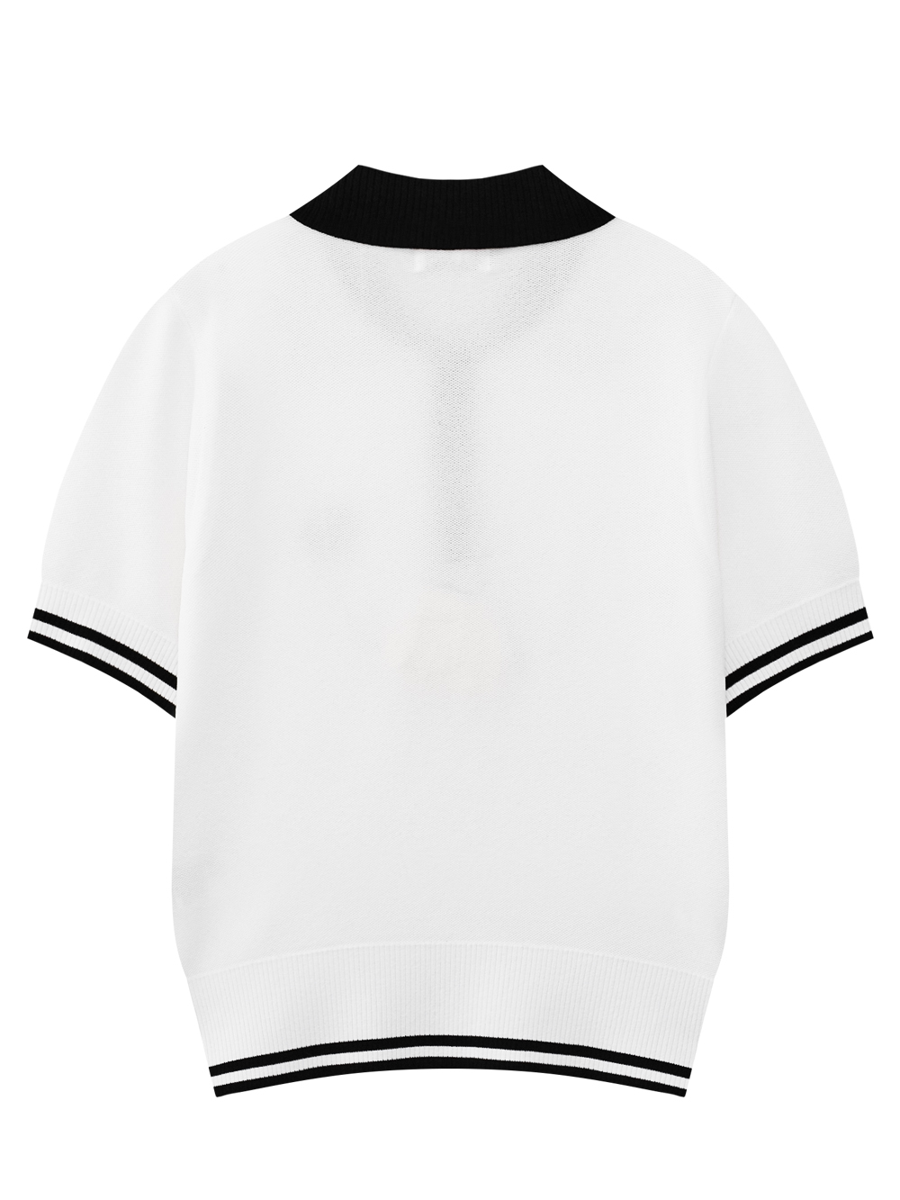 Áo knit golf nữ cổ polo viền phối màu trắng đen — ảnh 2