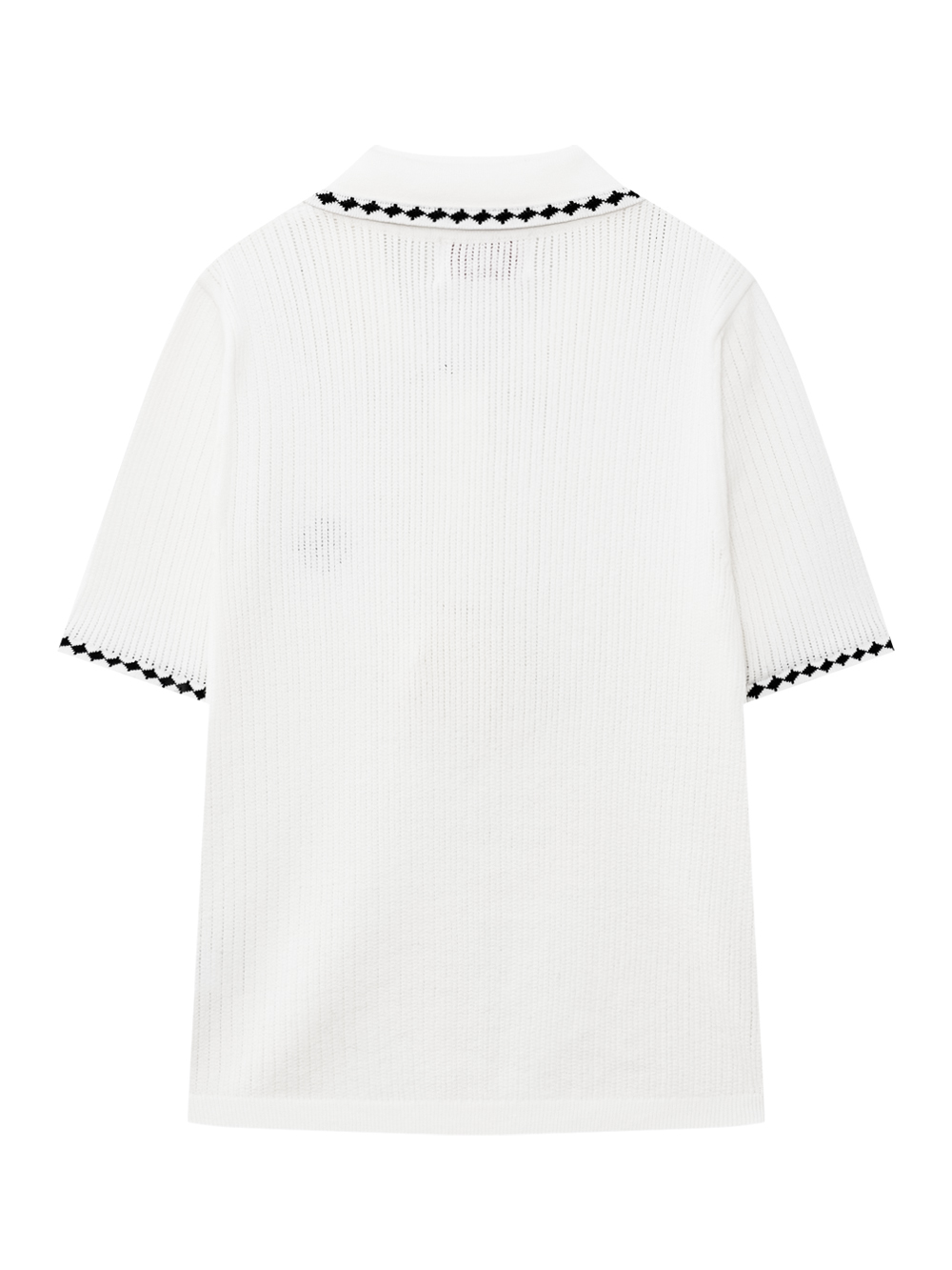 Áo knit golf nữ cổ sen viền đen trắng màu trắng — ảnh 2