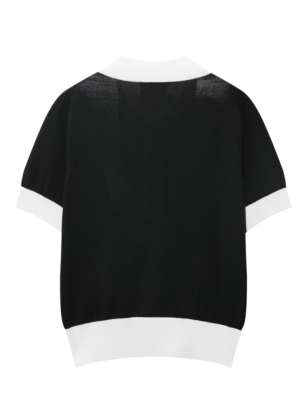 Áo knit golf nữ cổ sơ mi phối màu đen trắng — ảnh 2