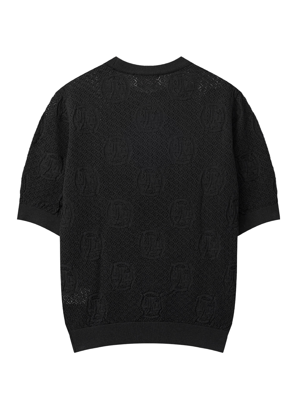 Áo knit golf nữ cổ tròn tay lửng màu đen — ảnh 2