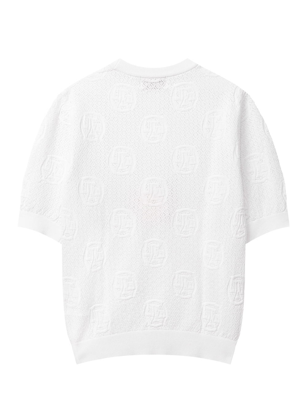Áo knit golf nữ họa tiết nổi màu trắng — ảnh 2