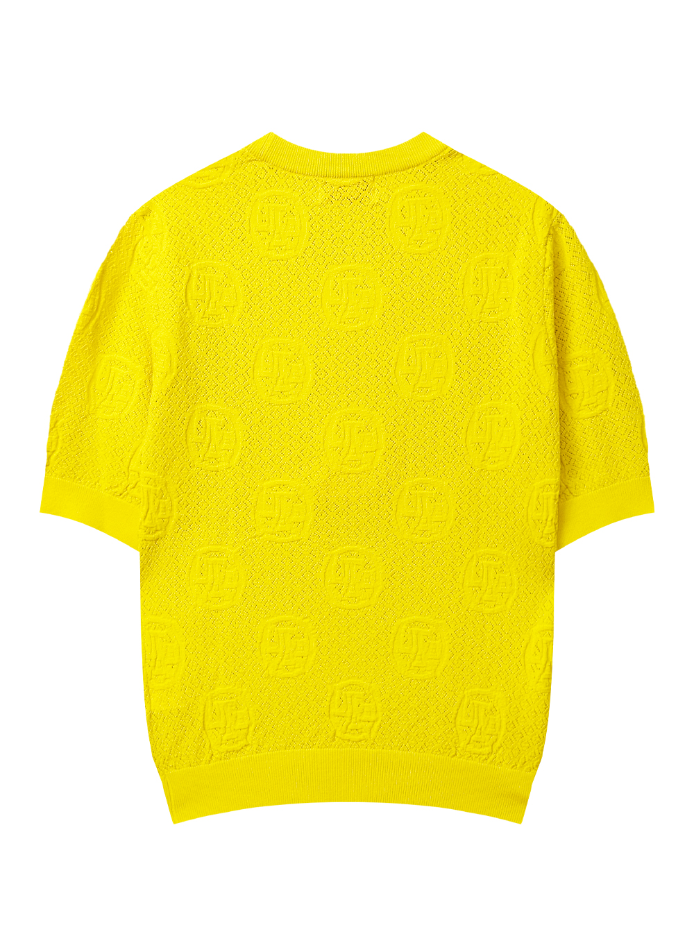 Áo knit golf nữ tay lỡ họa tiết chìm màu vàng — ảnh 2
