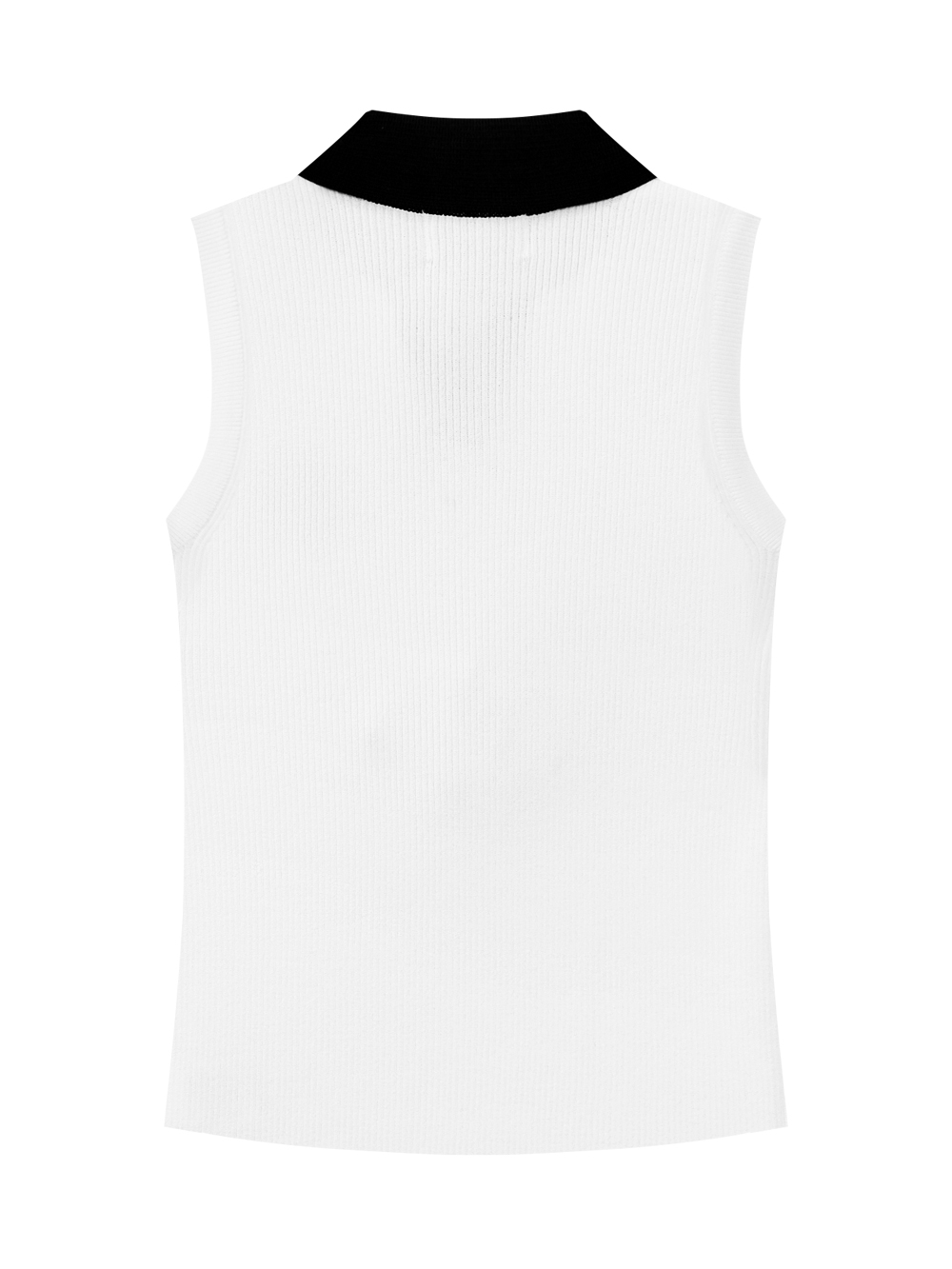 Áo knit golf nữ không tay cổ bẻ phối màu trắng đen — ảnh 2