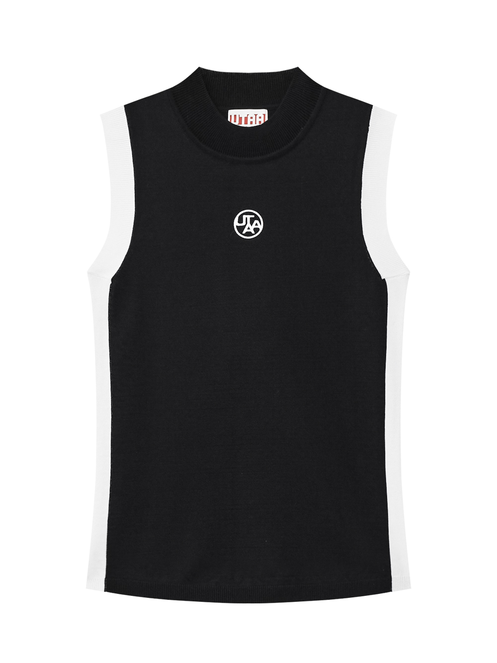 Áo knit golf nữ UTAA màu đen sát nách viền trắng logo UTAA trước ngực