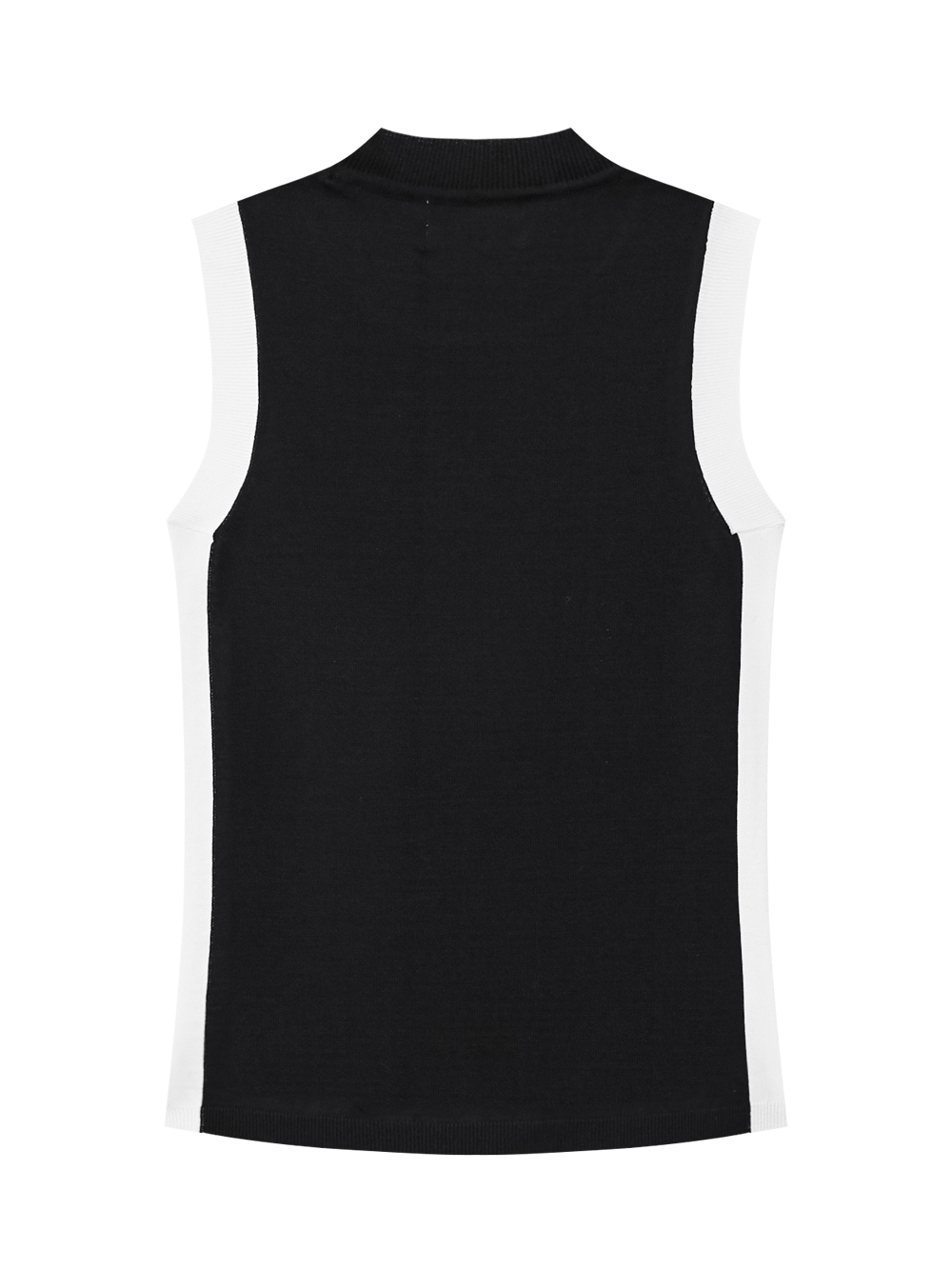 Áo knit golf nữ sát nách viền trắng màu đen — ảnh 2