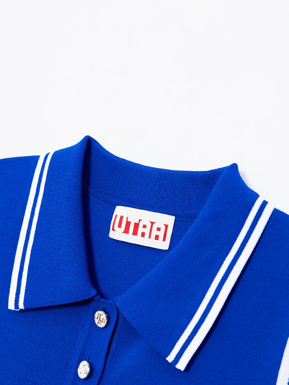 Áo knit golf nữ cổ bẻ tay sát nách màu xanh dương — ảnh 3