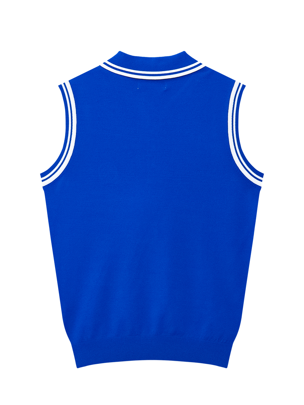 Áo knit golf nữ cổ bẻ tay sát nách màu xanh dương — ảnh 2