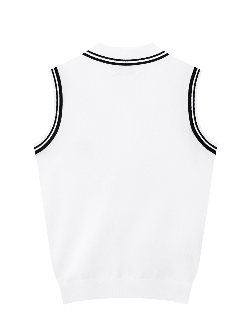 Áo knit golf nữ cổ bẻ viền sọc màu trắng — ảnh 2