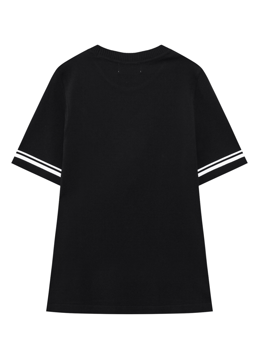 Áo knit golf nữ cổ tròn tay ngắn sọc trắng màu đen — ảnh 2