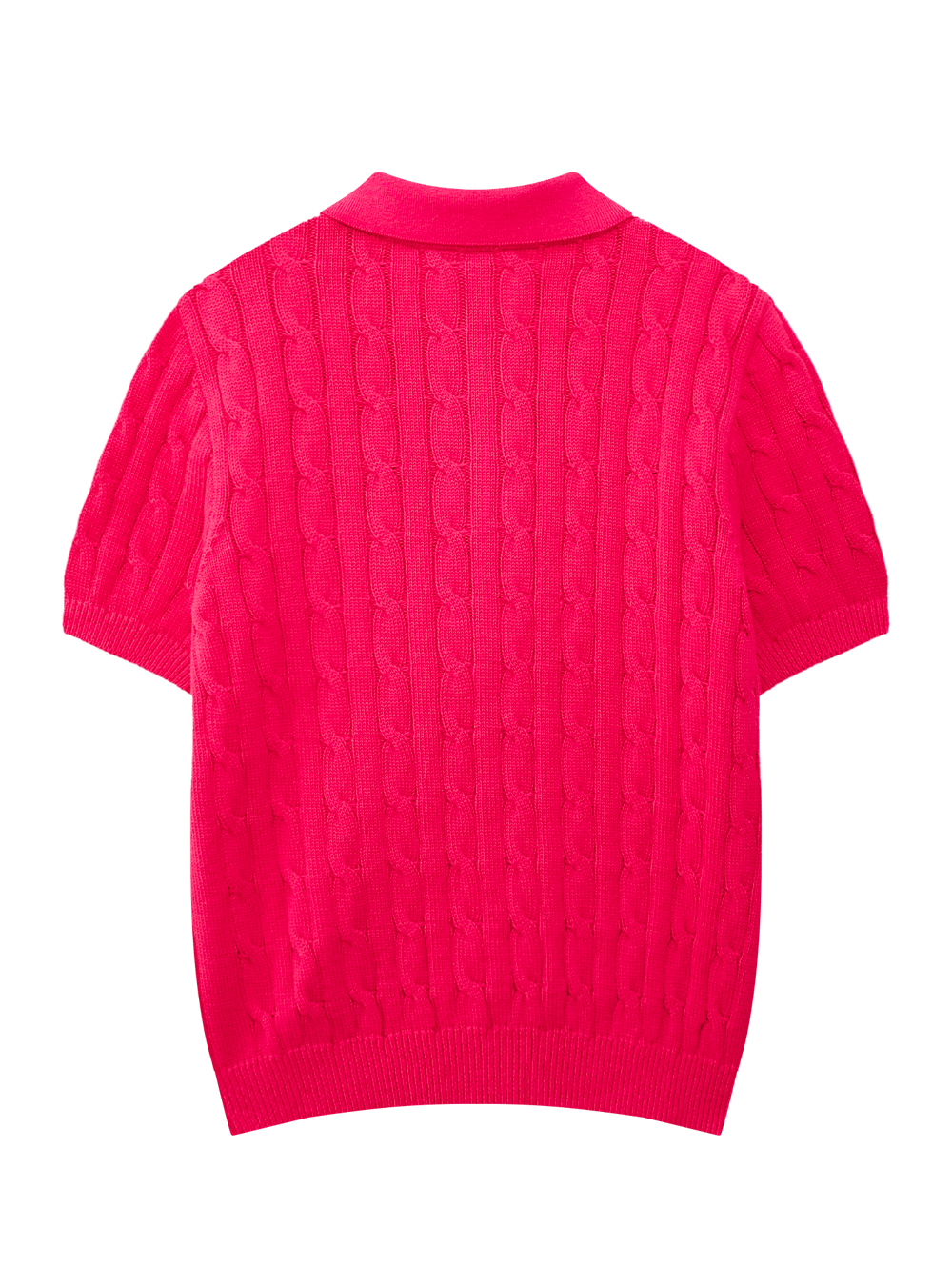 Áo knit golf nữ cổ bẻ cộc tay màu hồng — ảnh 2