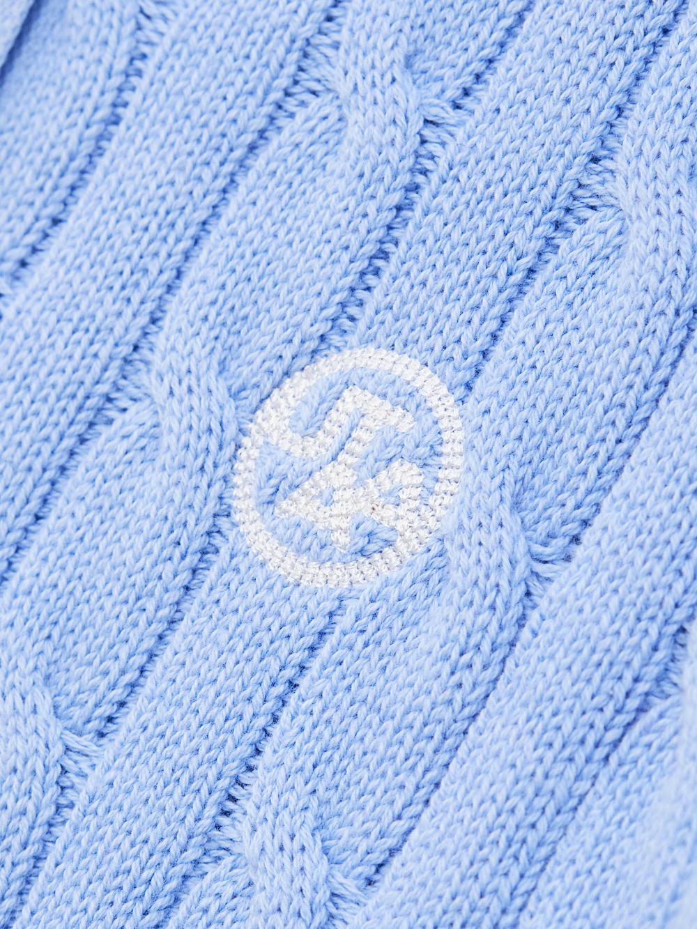 Áo knit golf nữ cổ bẻ nút trước tay ngắn màu xanh dương — ảnh 4