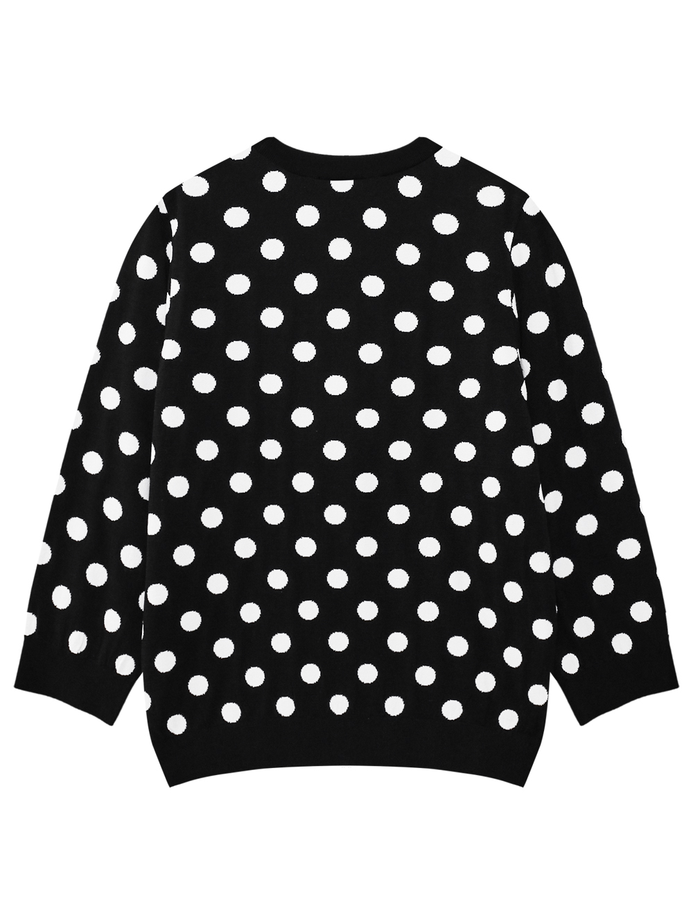 Áo knit golf nữ tay dài chấm bi đen trắng — ảnh 2