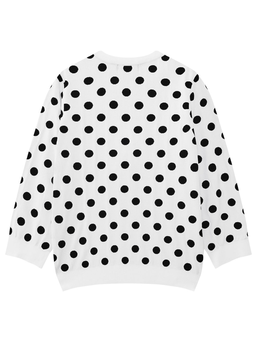 Áo knit golf nữ chấm bi đen trắng tay lỡ — ảnh 2