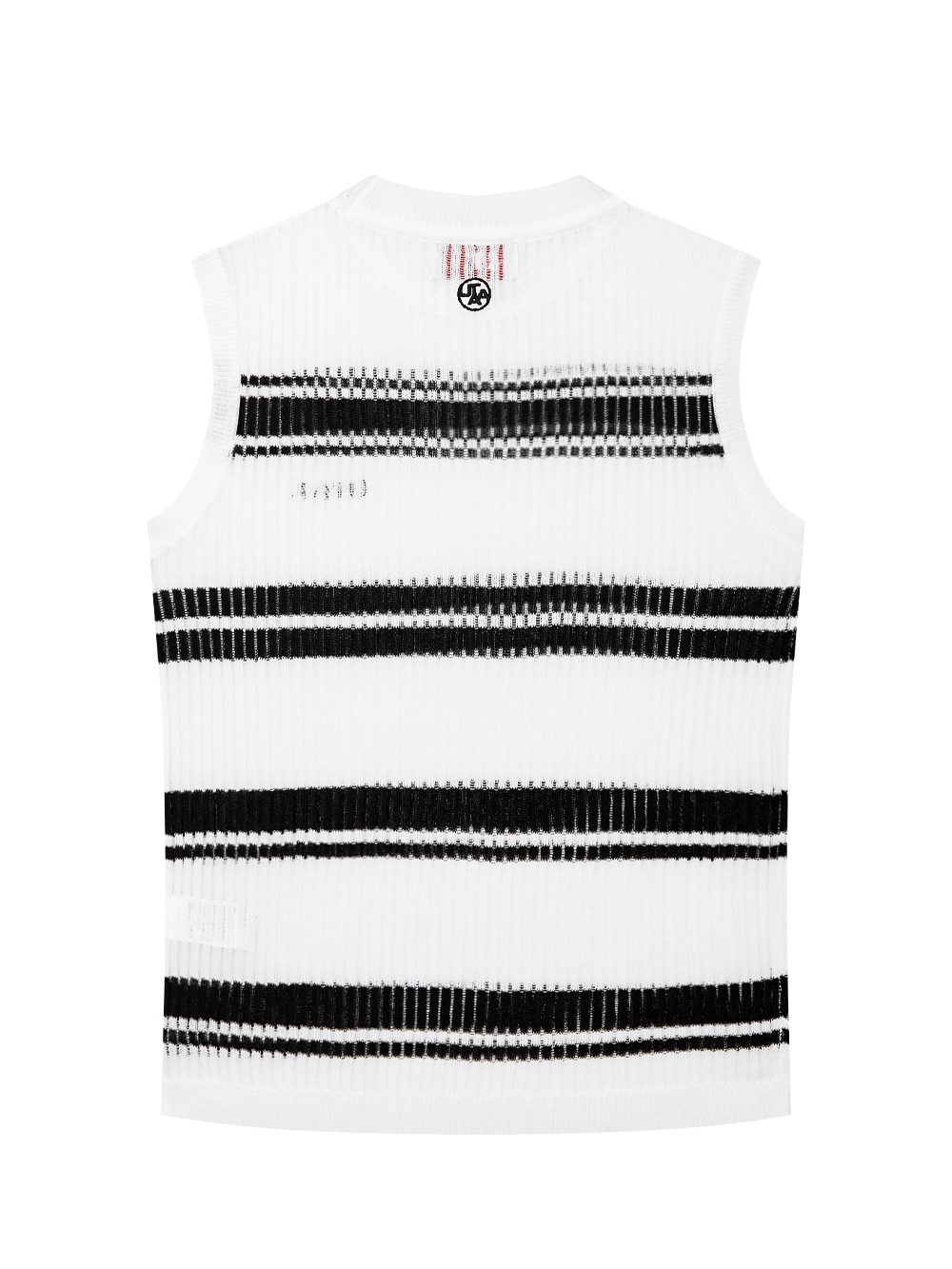 Áo knit golf nữ dáng sát nách kẻ sọc trắng đen — ảnh 2