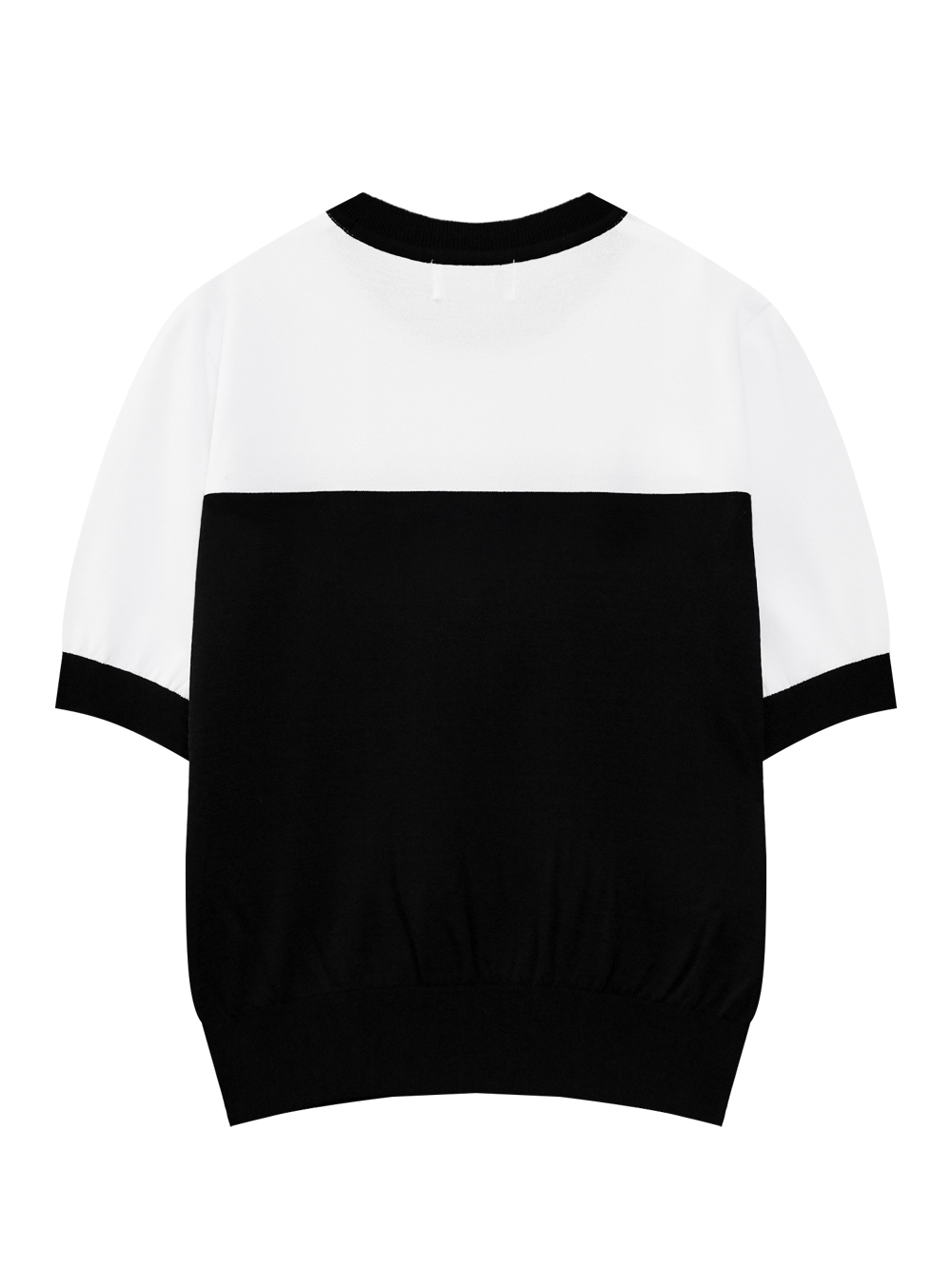 Áo knit golf nữ tay ngắn phối màu đen trắng — ảnh 2