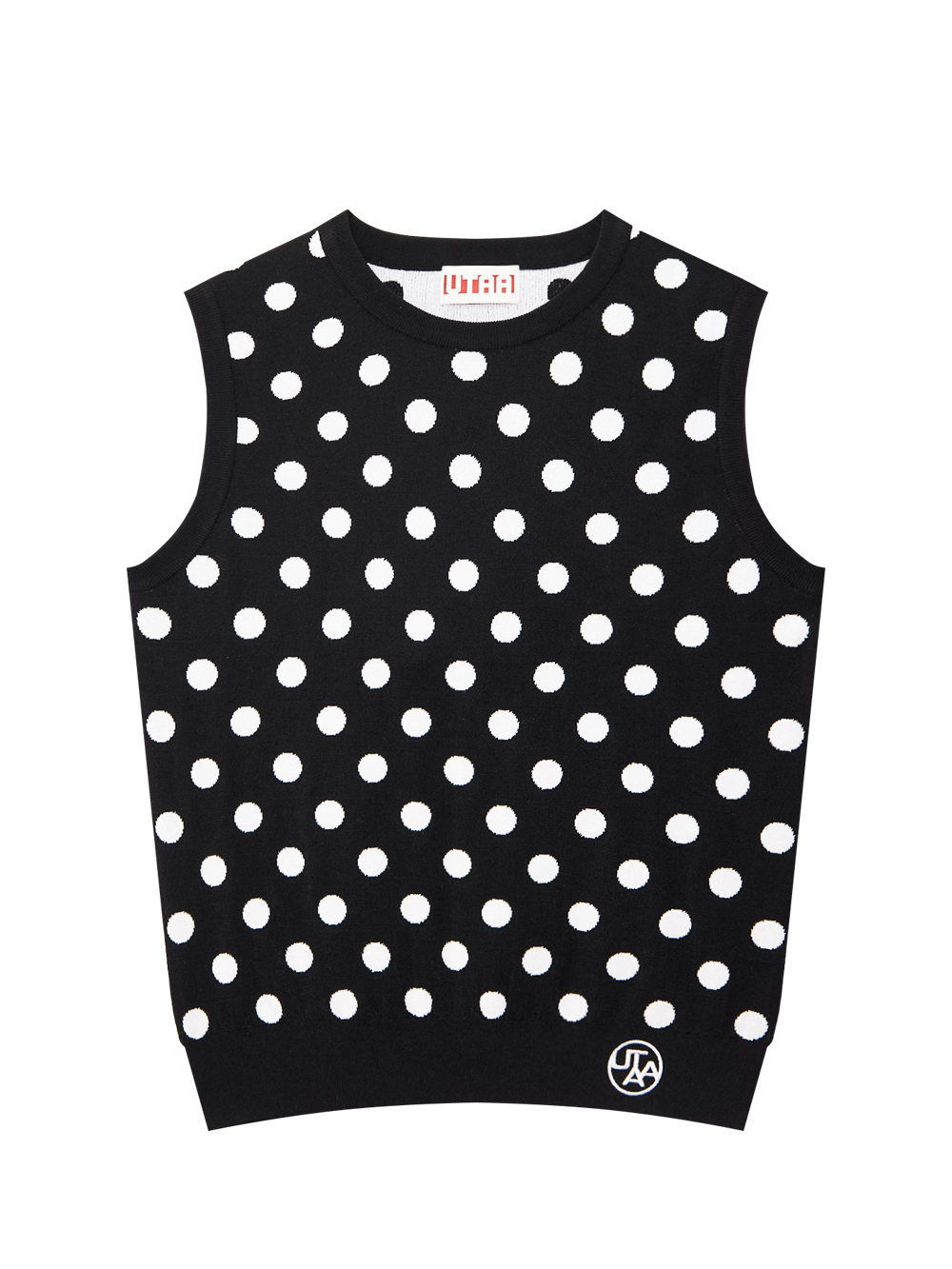 Áo knit golf nữ sát nách họa tiết chấm bi màu đen UTAA