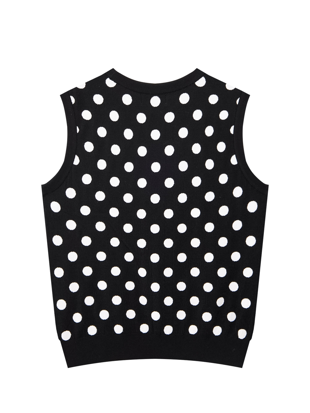 Áo knit golf nữ sát nách họa tiết chấm bi màu đen — ảnh 2