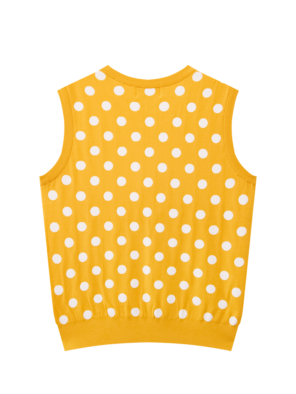 Áo knit golf nữ sát nách chấm bi màu vàng — ảnh 2