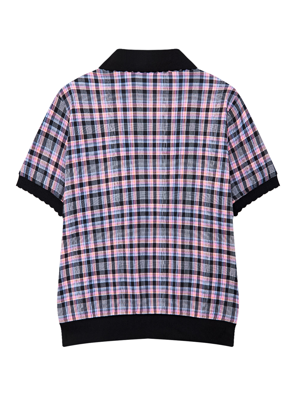 Áo golf nữ tay ngắn caro phối cổ trụ đen — ảnh 2