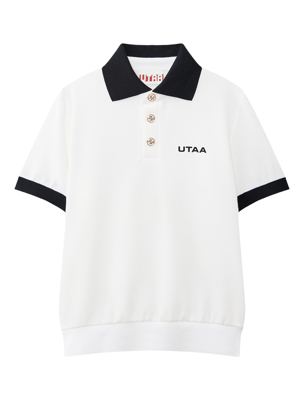 Áo golf nữ UTAA trắng cổ bẻ màu đen tay ngắn phối viền đen đơn giản tinh tế